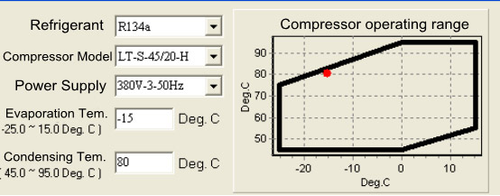 Compressor selection table